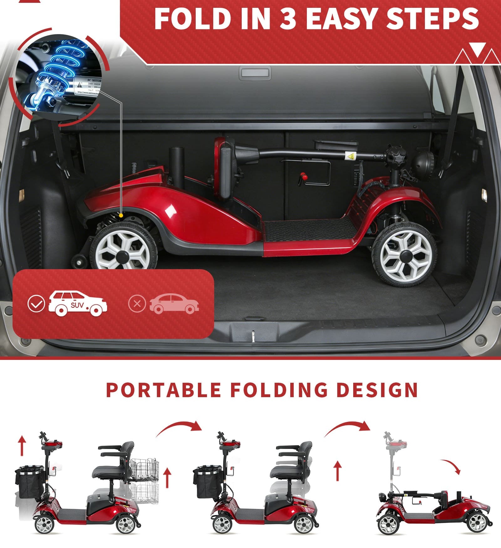 Mbxcooter M1 Mobility Scooter 4 Wheel for Seniors Adults