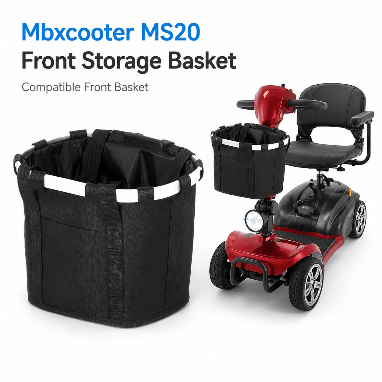 Mbxcooter Front Basket for MS02 & MS02PRO Mobility Scooters | 25LBS Capacity