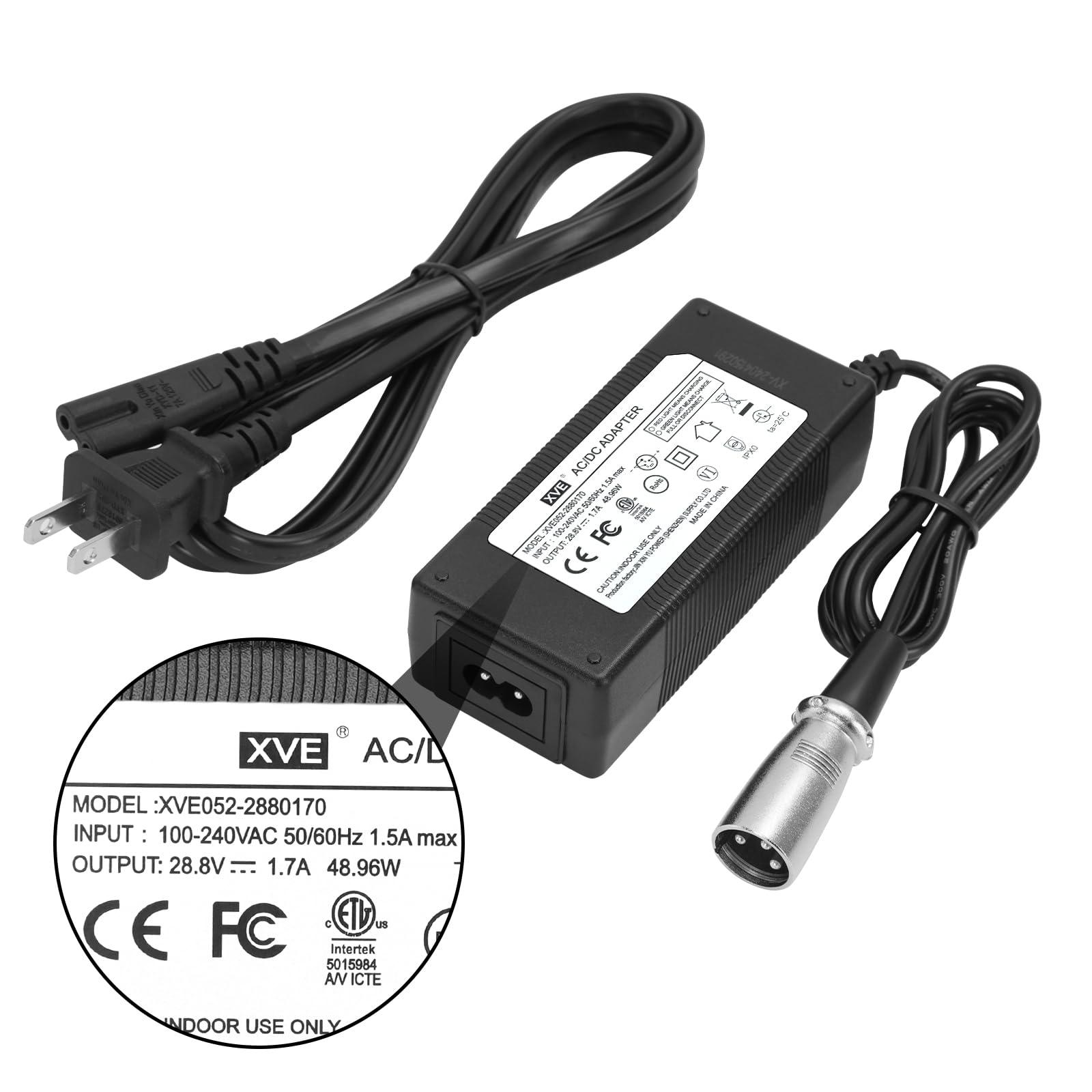 Black Mbxcooter AC/DC adapter charger for MS02/MS02 Pro scooters with power cord and 3-pin connector.