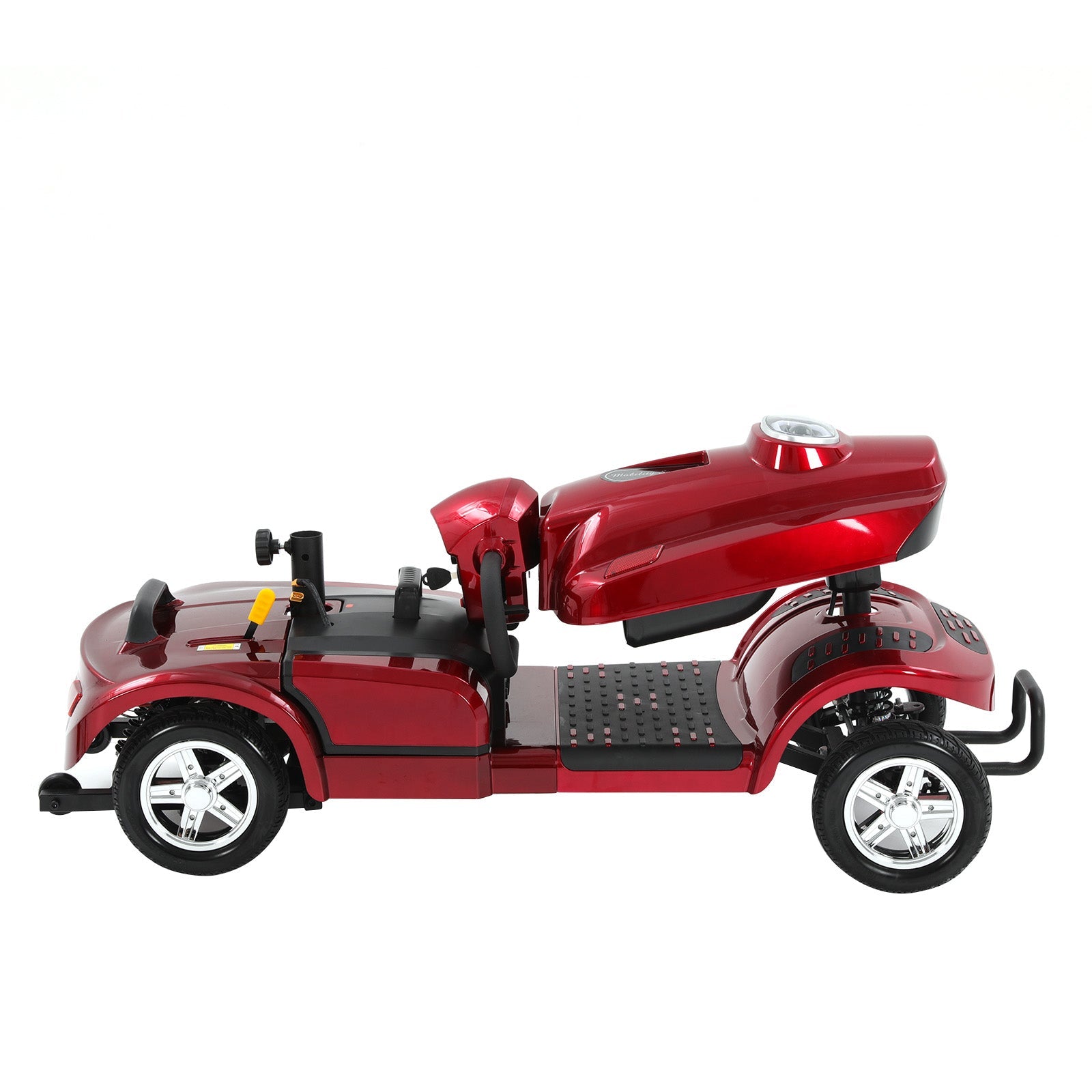 Mbxcooter MS20 PLUS heavy-duty, all-terrain mobility scooter in glossy red with large tires and black footboard.