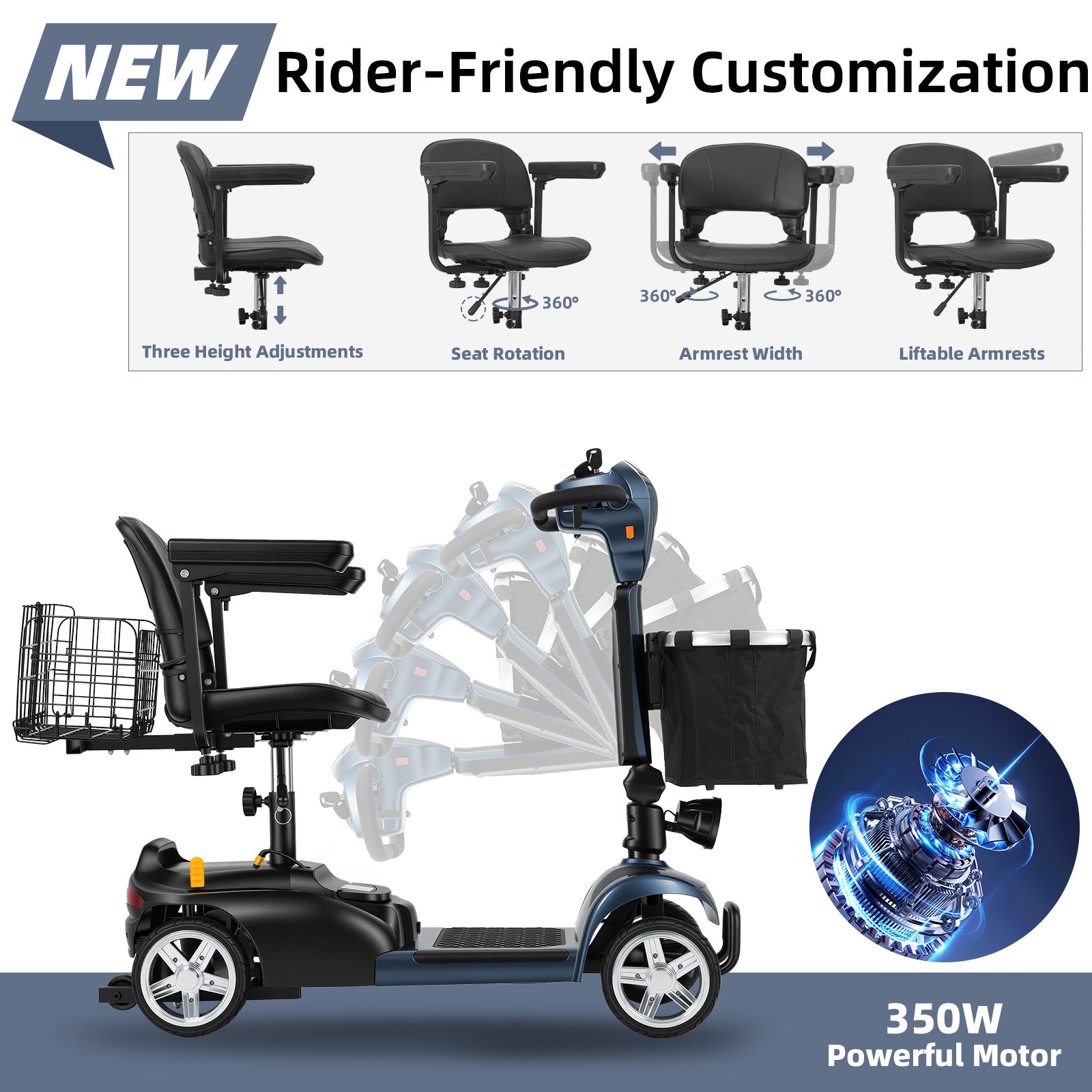 Mbxcooter MS20  4-Wheel Mobility Scooter for Seniors