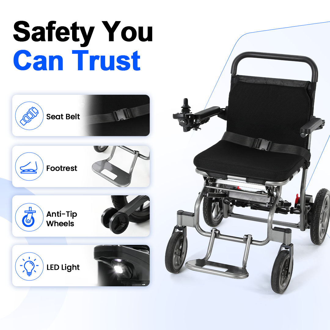 Mbxcooter MS03  Lightweight Foldable Electric Wheelchair Aluminum Alloy 265 lb Capacity