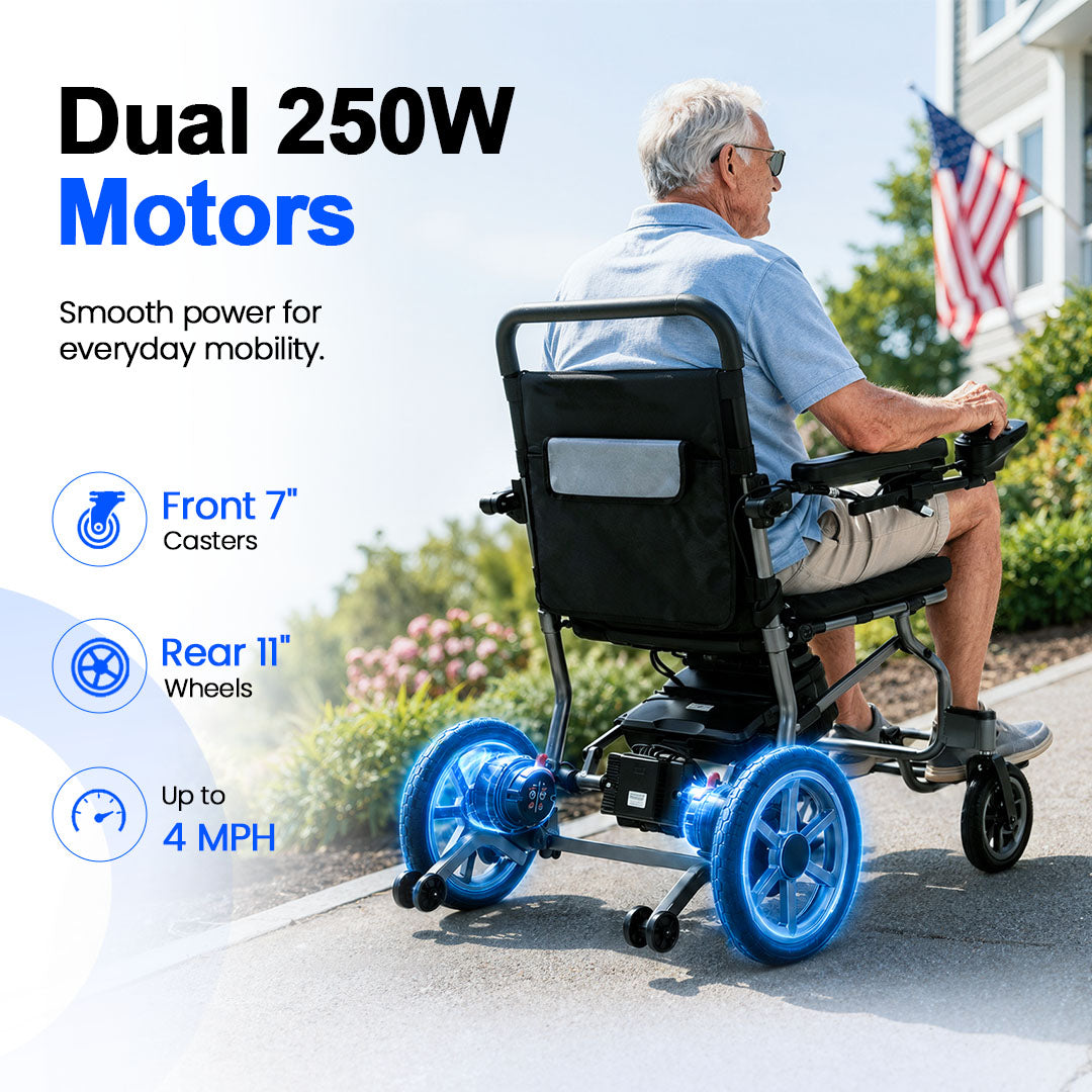 Mbxcooter MS03  Lightweight Foldable Electric Wheelchair Aluminum Alloy 265 lb Capacity